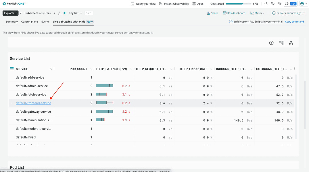 Frontend service latency